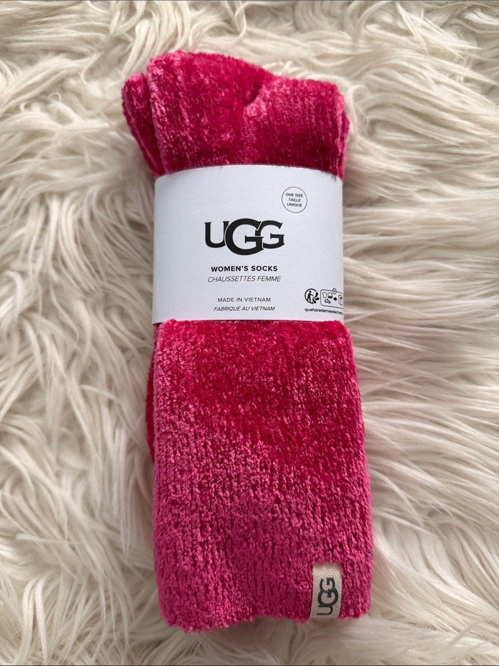 UGG Women's Plush Chenille Socks - Hot Pink